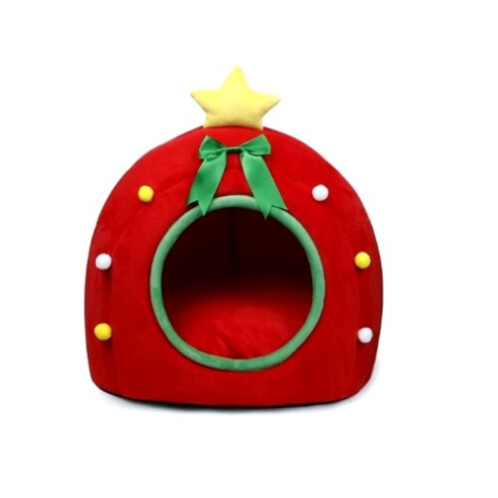 Culcus за котки и кучета, коледна тема, червена топка със звезда, размер L