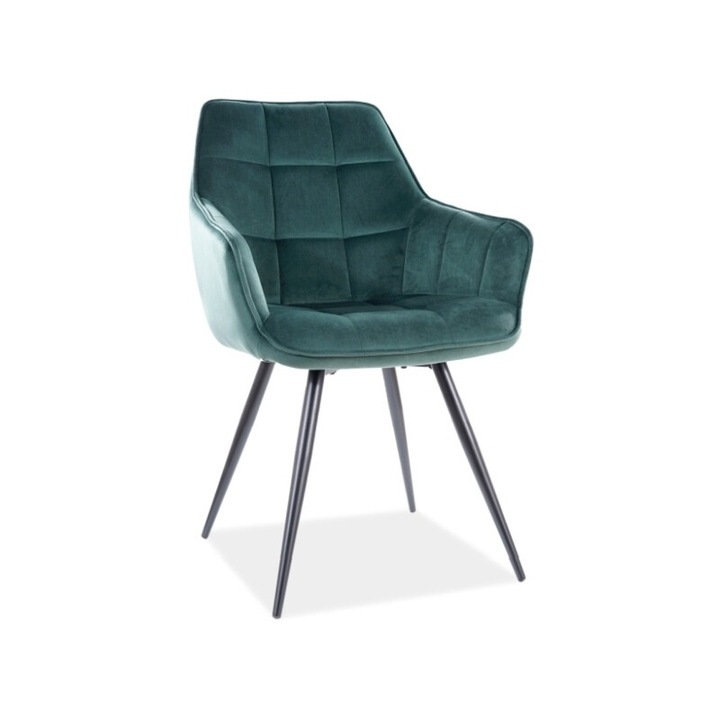 Scaun dining / living LILY Catifea Bluvel Verde 78 /cadru negru