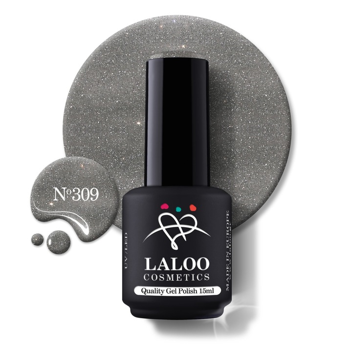 Oja semi-permanenta 309 Iron Grey Glitter Laloo 15ml
