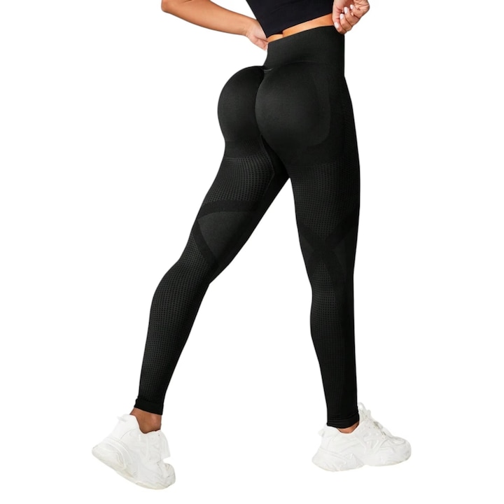 Colanti Sport Eleganti, Talie Inalta si Efect Push-Up, Negru