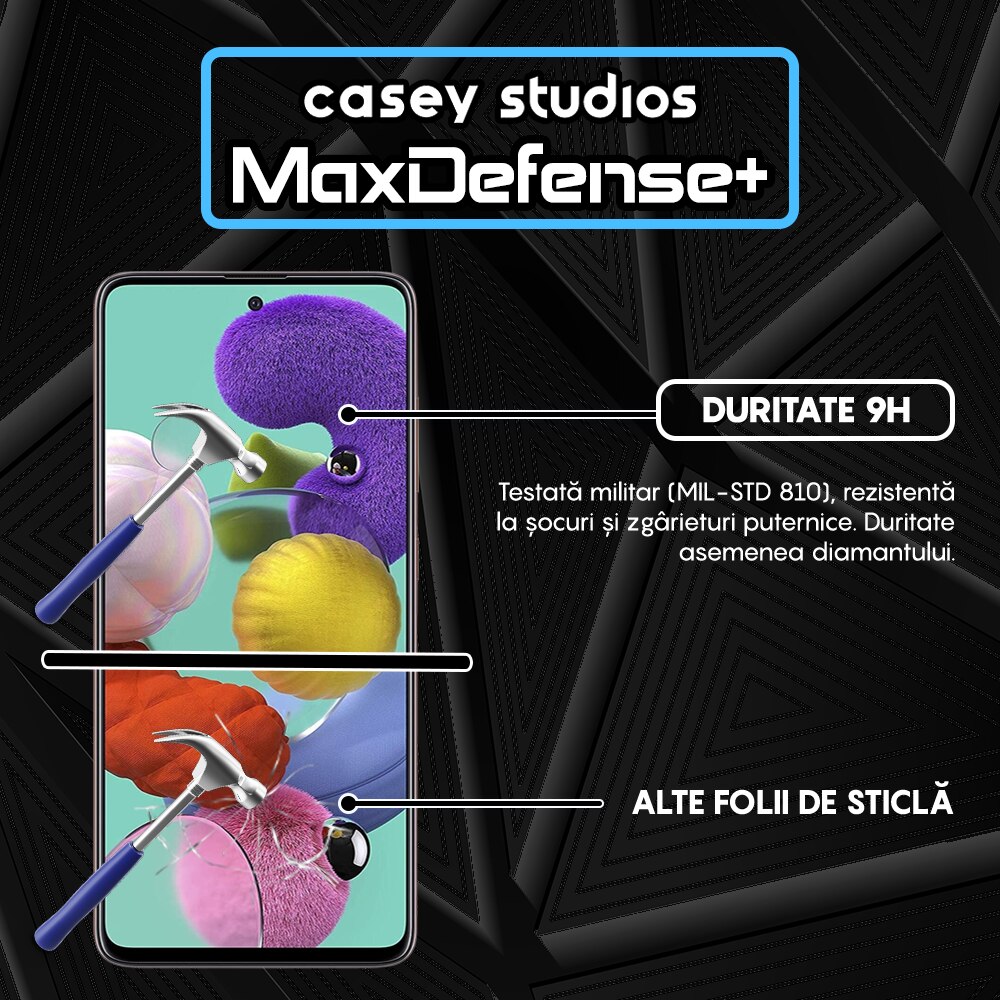 Folie Sticla CASEY STUDIOS™ compatibila cu Samsung Galaxy A51 4G/5G, Full Cover 3D, Full Glue, Sticla Securizata, Ultra HD, Protectie Profesionala Ecran 3D, Anti Zgarieturi, Anti Socuri