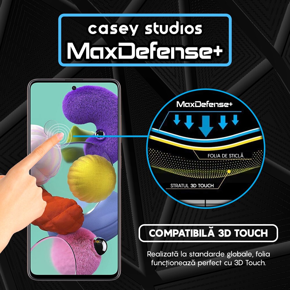 Folie Sticla CASEY STUDIOS™ compatibila cu Samsung Galaxy A51 4G/5G, Full Cover 3D, Full Glue, Sticla Securizata, Ultra HD, Protectie Profesionala Ecran 3D, Anti Zgarieturi, Anti Socuri