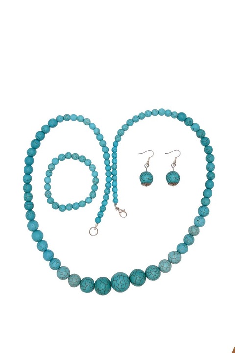 Set colier, cercei si bratara, Turcoaz albastru