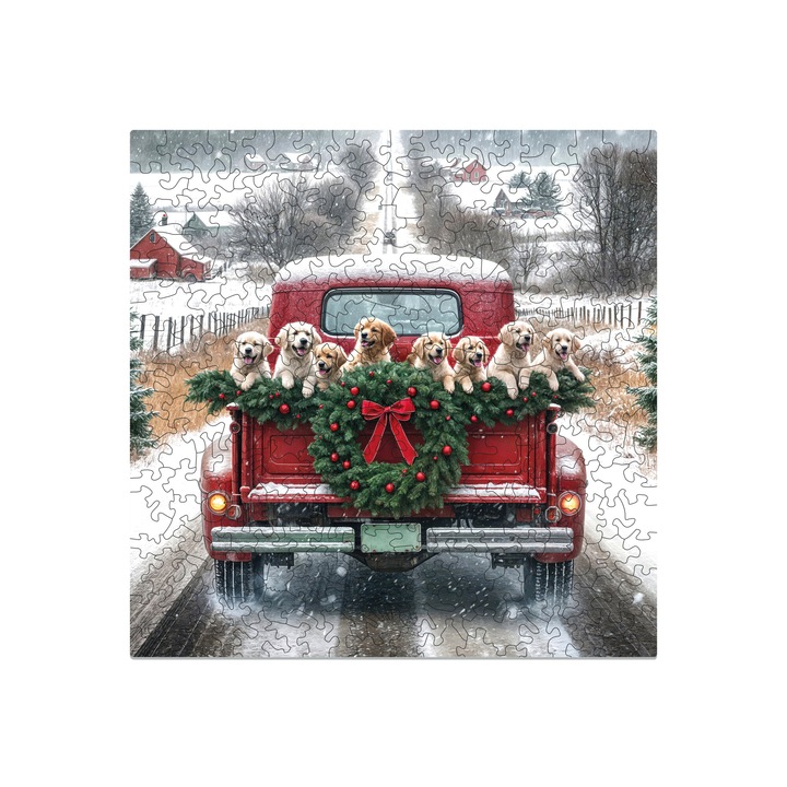 Milliwood Craciun puzzle-uri jigsaw, puzzle-uri jigsaw din lemn, Travelling Dogs, 40x40cm, 250 piese