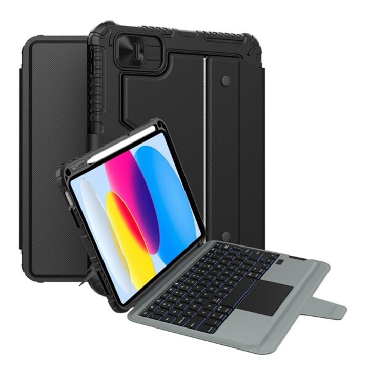 Nillkin bumper combo backlit billentyűzetes defender tabletvédő, qwerty, angol nyelvű, ceruza tartó, fekete, kompatibilis: Apple IPAD 11, 2025, / IPAD 10.9, 2022