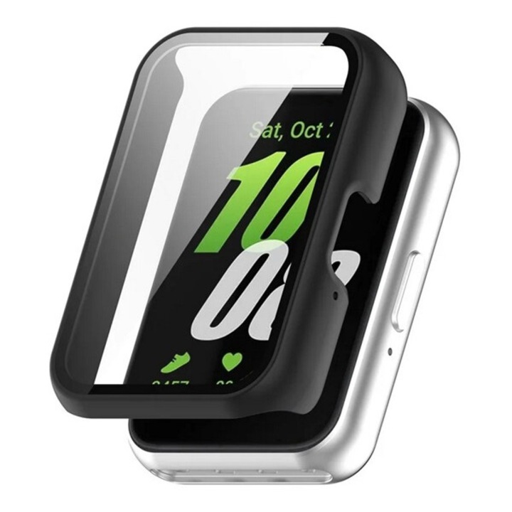 Gigapack műanyag keret, bumper, ütésállóság + kijelzővédő üveg, fekete, kompatibilis: Samsung Galaxy Fit 3