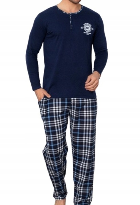 Férfi pizsama, La Penna, pamut, hosszú ujjú és nadrág, tarka, 2XL INTL