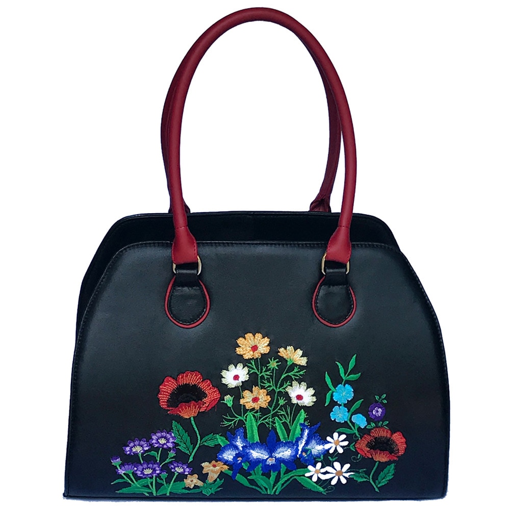 Poseta de piele cu broderie Liza Panait 2811