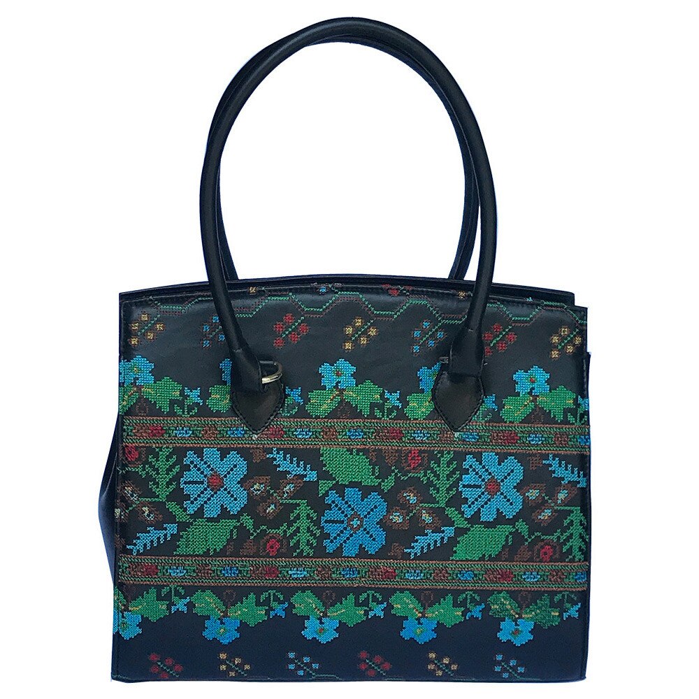 Poseta de piele cu broderie Liza Panait 2805