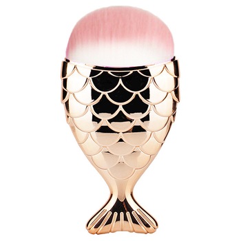 Pensula Sirena Machiaj Cosmetic Make-up Profesionala Gold + Burete Machiaj Pensula Sirena Machiaj Cosmetic Make-up Profesionala Gold + Burete Machiaj