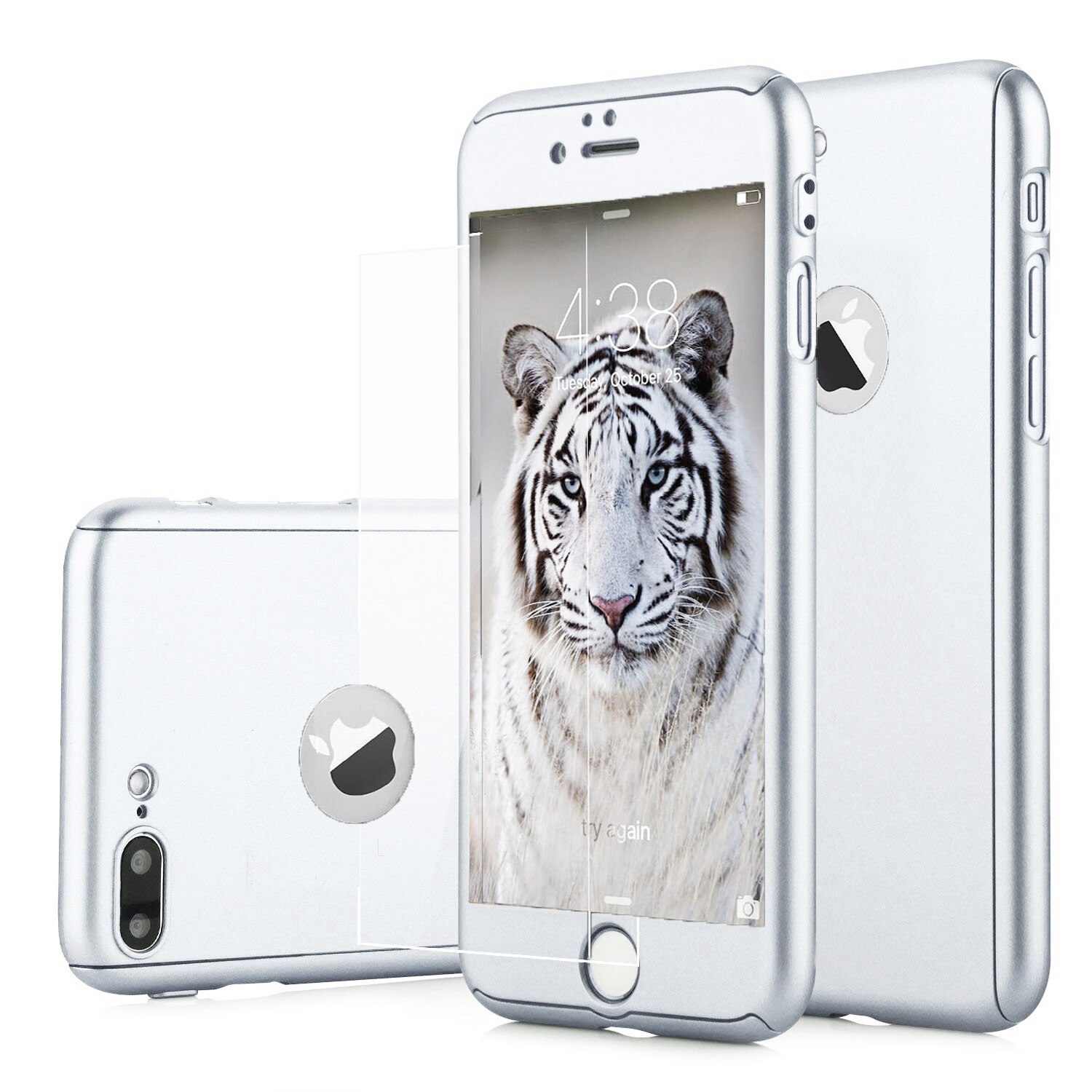 Husa telefon Iphone 6/6S Plus ofera protectie 360° Ultrasubtire - Silver+Folie Sticla Securizata