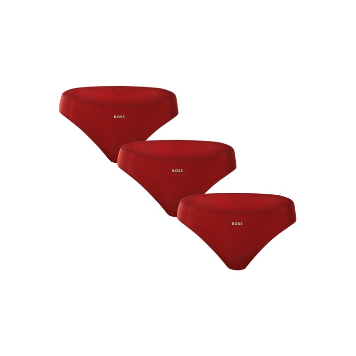 Set 3 perechi chiloti sport dama BOSS, sintetic, rosu