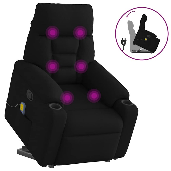 VidaXL fekete szövet dönthető masszázs- és állófotel 22.6 kg