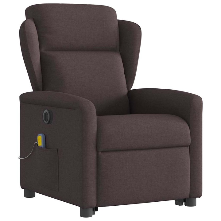 vidaXL összecsukható elektromos masszázsfotel emelőfunkcióval, sötétbarna, textil