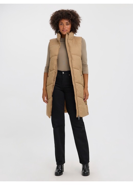 Női hosszú mellény, Vero Moda, poliamid, bézs, M INTL