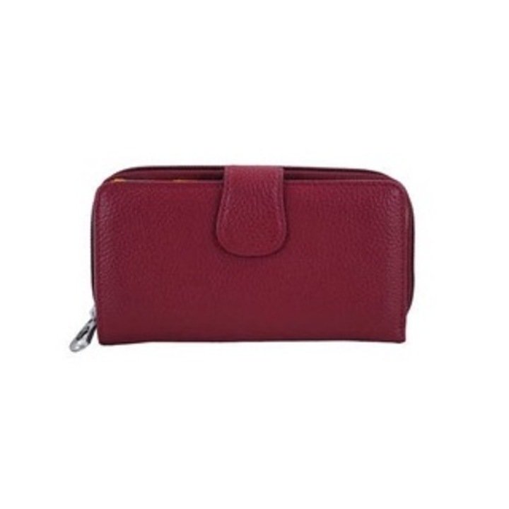 Portofel dama Barberini's din piele naturala, fucsia, 9,5x17x2,5cm