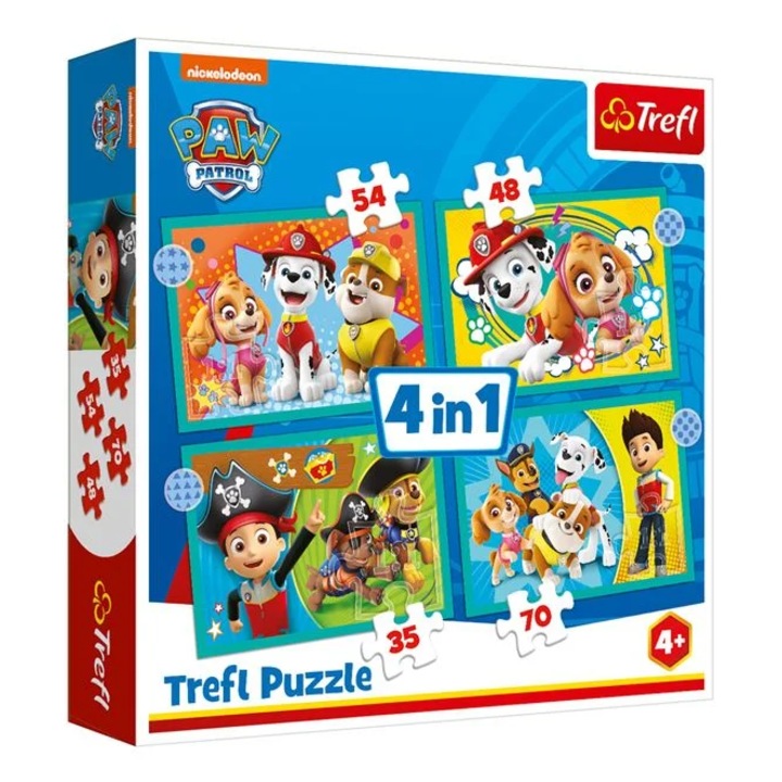 4в1 пъзел Trefl, Paw Patrol, 54, 48, 35, 70 части