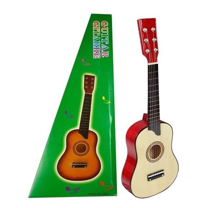 Gitár, Leantoys, 60x22cm, krémszínű, 3+ éves kortól