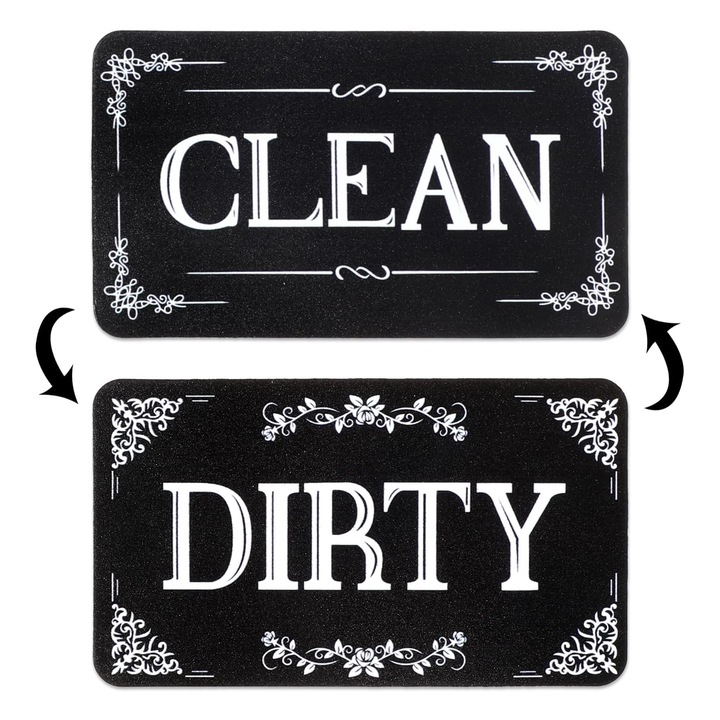 Магнитен знак за съдомиялна машина, Магнит за съдомиялна машина, SINBINTA, Водоустойчив, Многократна употреба, Лесен за използване и почистване, За съдомиялни машини, хладилник, тостер или микровълнова фурна, ABS, 9.5x5.5cm, Черен