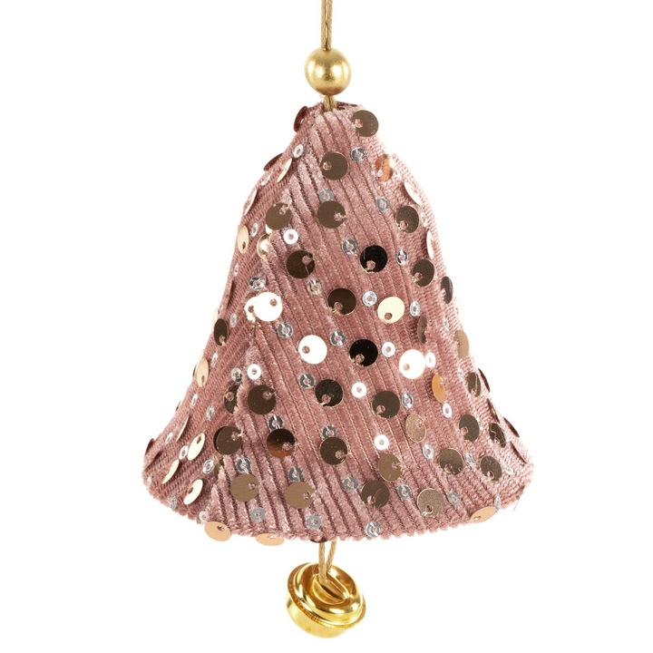 Ornament de Craciun clopot 8 x 12 cm Eurofirany roz