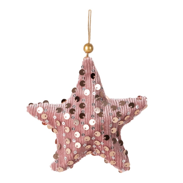 Ornament de Craciun stea 11 x 11 cm Eurofirany roz