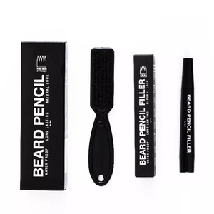 Kit pentru umplerea golurilor din barba si mustata, Creion Vopsit Barba, Perie intindere vopsea, Vopsea Semipermanenta, Negru