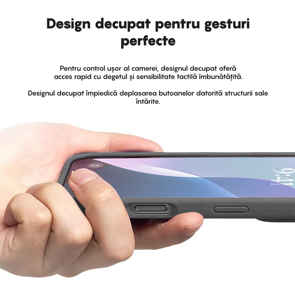 Husa CASEY STUDIOS™ compatibila cu iPhone 16 Pro, Soft Silicone Premium, Microfibra in Interior, Dark Grey, de Protectie, Ultra Slim, pentru Incarcare Wireless, Margini Ridicate de Protectia Ecranului si a Camerelor