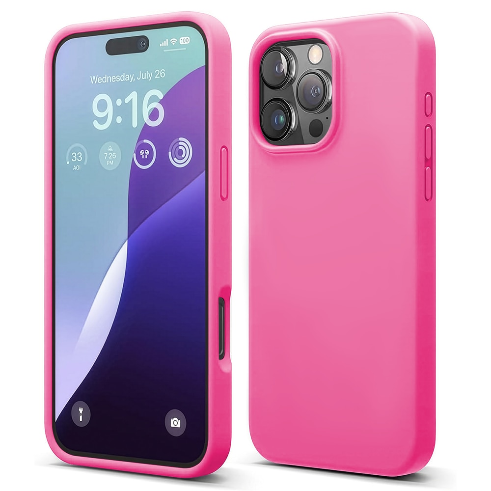 Husa CASEY STUDIOS™ compatibila cu iPhone 16 Pro, Soft Silicone Premium, Microfibra in Interior, Fuchsia, de Protectie, Ultra Slim, pentru Incarcare Wireless, Margini Ridicate de Protectia Ecranului si a Camerelor
