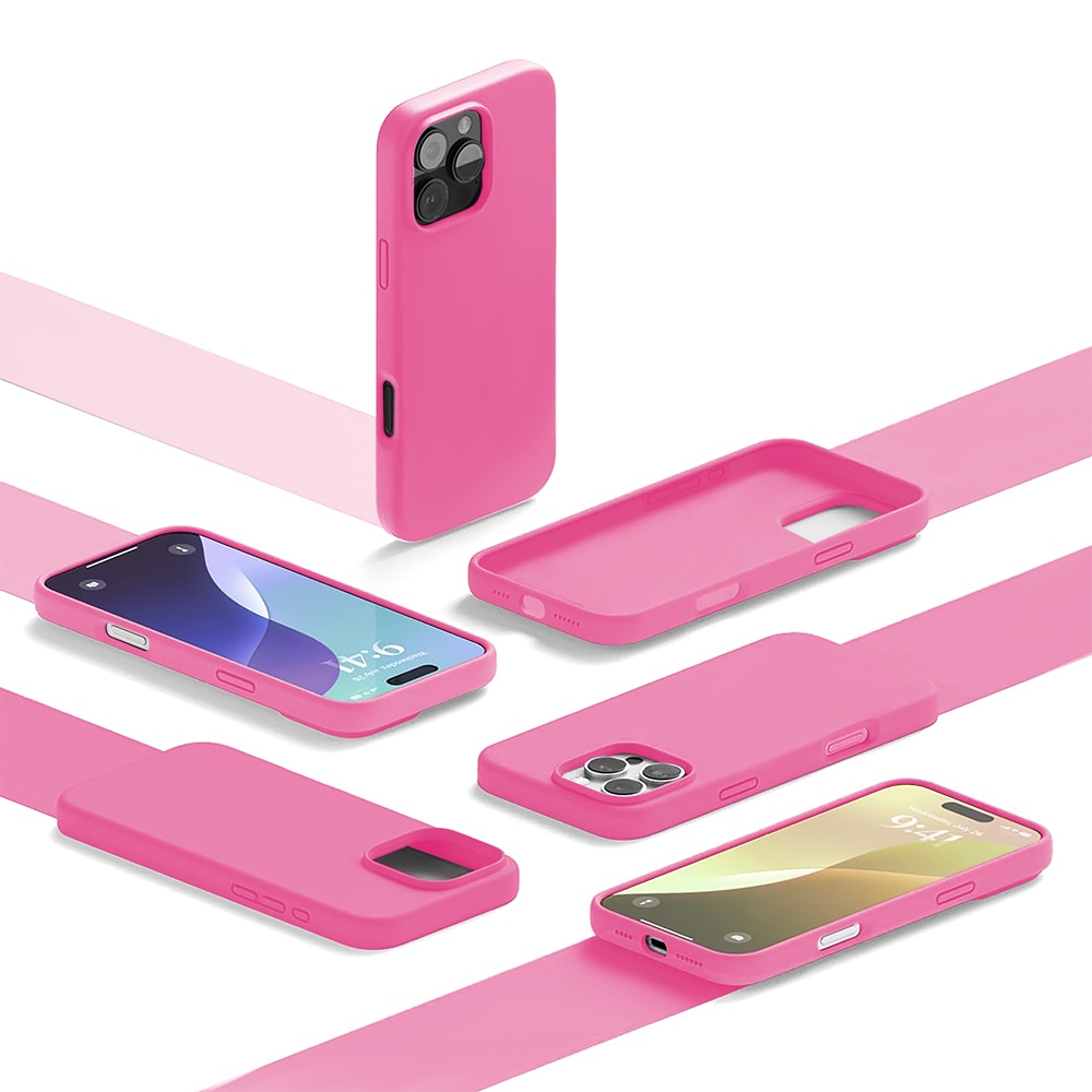 Husa CASEY STUDIOS™ compatibila cu iPhone 16 Pro, Soft Silicone Premium, Microfibra in Interior, Fuchsia, de Protectie, Ultra Slim, pentru Incarcare Wireless, Margini Ridicate de Protectia Ecranului si a Camerelor