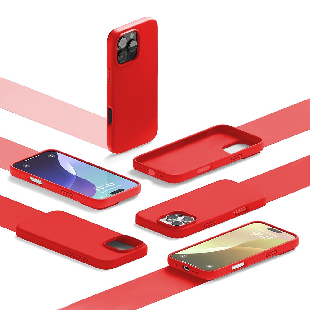 Husa CASEY STUDIOS™ compatibila cu iPhone 16 Pro, Soft Silicone Premium, Microfibra in Interior, Rosu, de Protectie, Ultra Slim, pentru Incarcare Wireless, Margini Ridicate de Protectia Ecranului si a Camerelor
