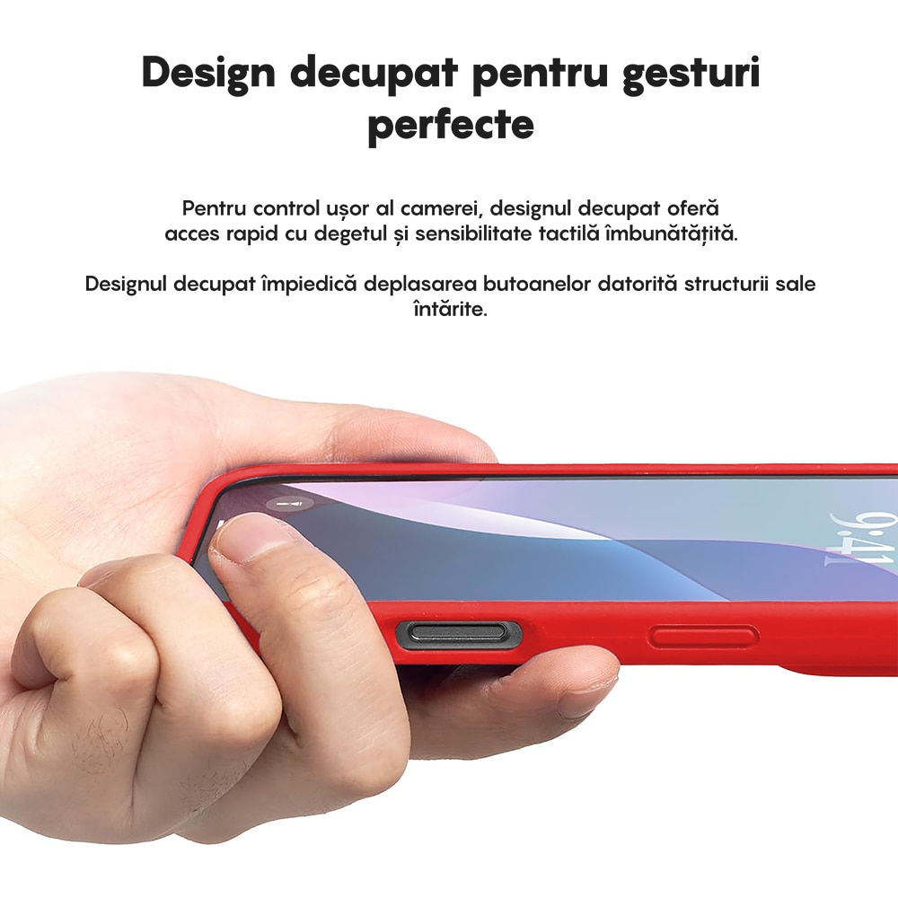 Husa CASEY STUDIOS™ compatibila cu iPhone 16 Pro, Soft Silicone Premium, Microfibra in Interior, Rosu, de Protectie, Ultra Slim, pentru Incarcare Wireless, Margini Ridicate de Protectia Ecranului si a Camerelor