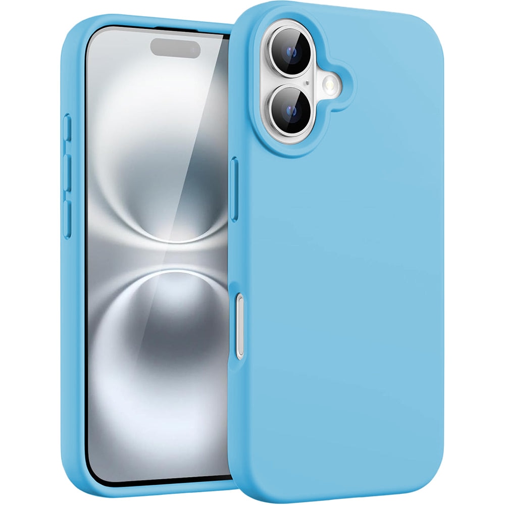 Husa CASEY STUDIOS™ compatibila cu iPhone 16 Plus, Soft Silicone Premium, Microfibra in Interior, Cadet Blue, de Protectie, Ultra Slim, pentru Incarcare Wireless, Margini Ridicate de Protectia Ecranului si a Camerelor