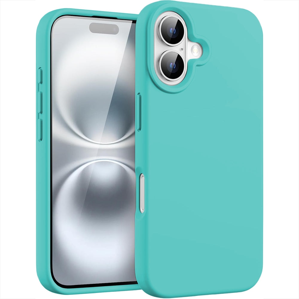 Husa CASEY STUDIOS™ compatibila cu iPhone 16 Plus, Soft Silicone Premium, Microfibra in Interior, Turcoaz, de Protectie, Ultra Slim, pentru Incarcare Wireless, Margini Ridicate de Protectia Ecranului si a Camerelor