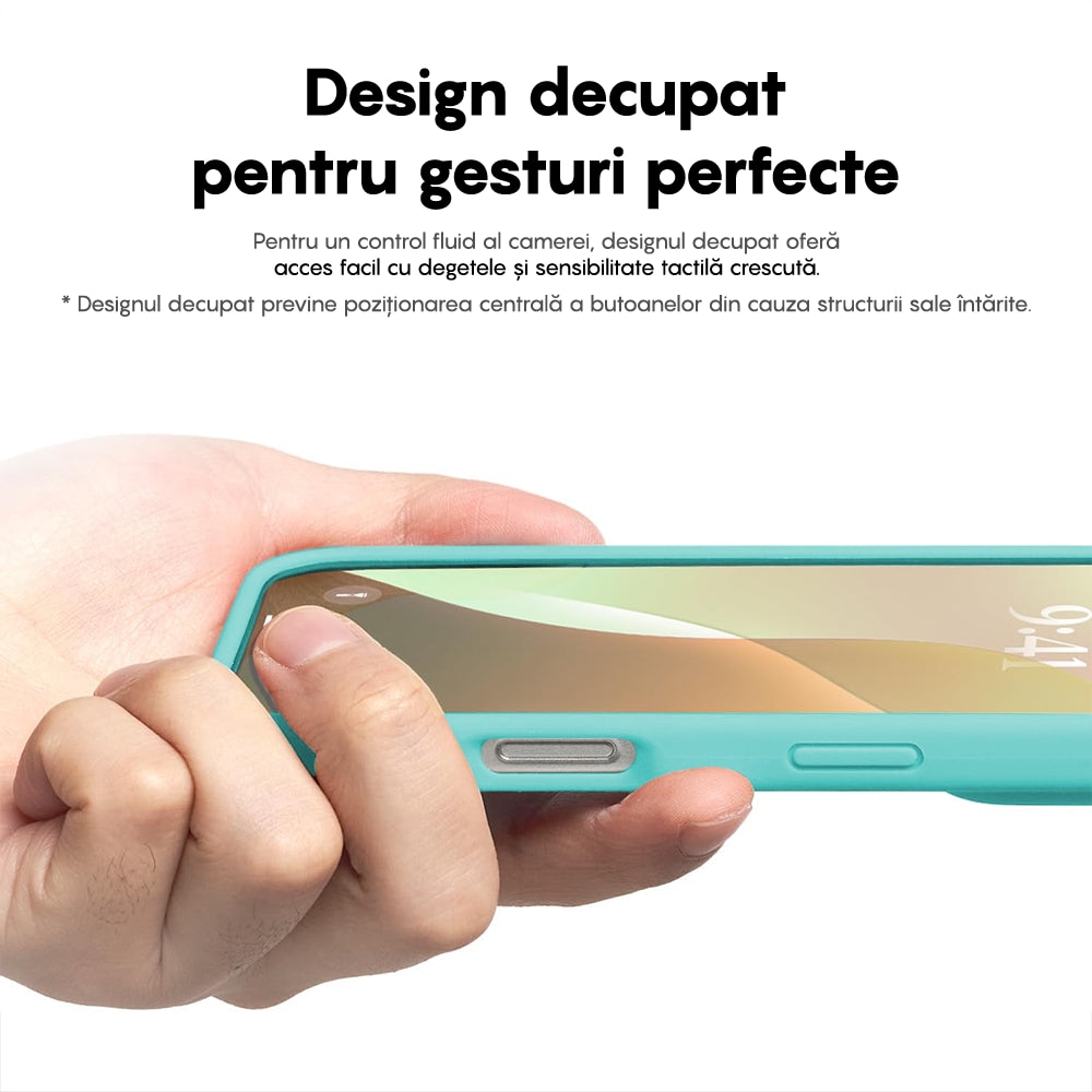 Husa CASEY STUDIOS™ compatibila cu iPhone 16 Plus, Soft Silicone Premium, Microfibra in Interior, Turcoaz, de Protectie, Ultra Slim, pentru Incarcare Wireless, Margini Ridicate de Protectia Ecranului si a Camerelor