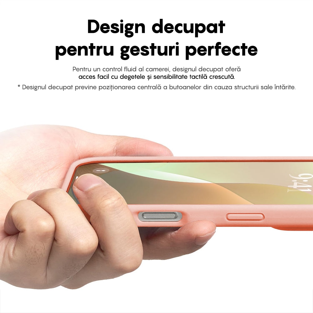 Husa CASEY STUDIOS™ compatibila cu iPhone 16 Plus, Soft Silicone Premium, Microfibra in Interior, Pink Sand, de Protectie, Ultra Slim, pentru Incarcare Wireless, Margini Ridicate de Protectia Ecranului si a Camerelor