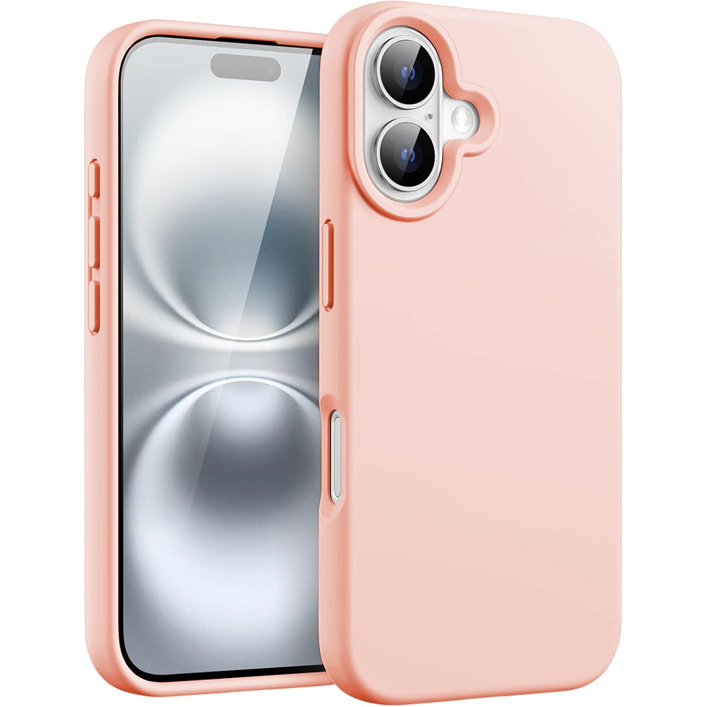 Husa CASEY STUDIOS™ compatibila cu iPhone 16 Plus, Soft Silicone Premium, Microfibra in Interior, Pink Sand, de Protectie, Ultra Slim, pentru Incarcare Wireless, Margini Ridicate de Protectia Ecranului si a Camerelor