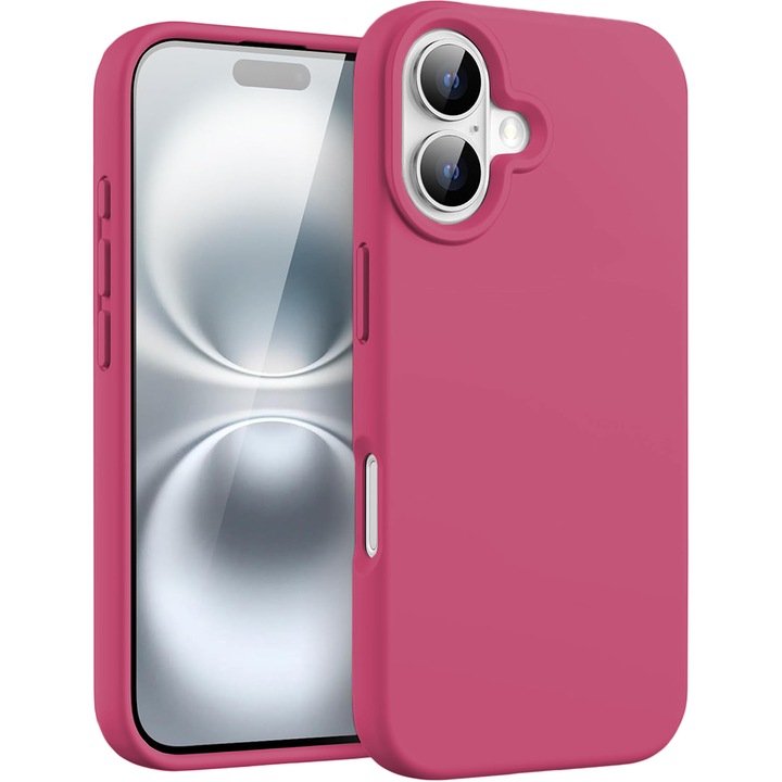 CASEY STUDIOS™ Apple iPhone 16 Plus tok, puha prémium szilikon, mikroszálas belsővel, bordó, védő, ultravékony, vezeték nélküli töltéshez, kiemelt szélek a képernyő és a kamera védelméért
