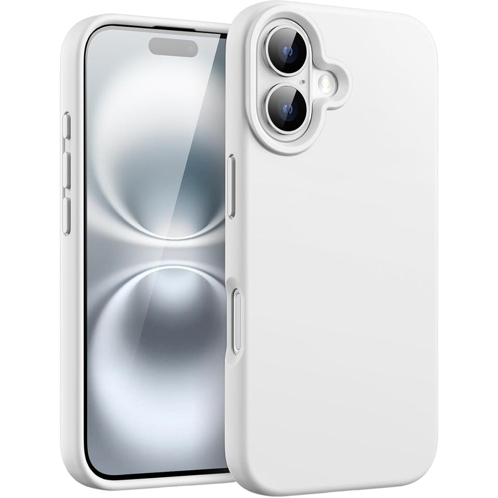 Husa CASEY STUDIOS™ compatibila cu iPhone 16, Soft Silicone Premium, Microfibra in Interior, Alb, de Protectie, Ultra Slim, pentru Incarcare Wireless, Margini Ridicate de Protectia Ecranului si a Camerelor