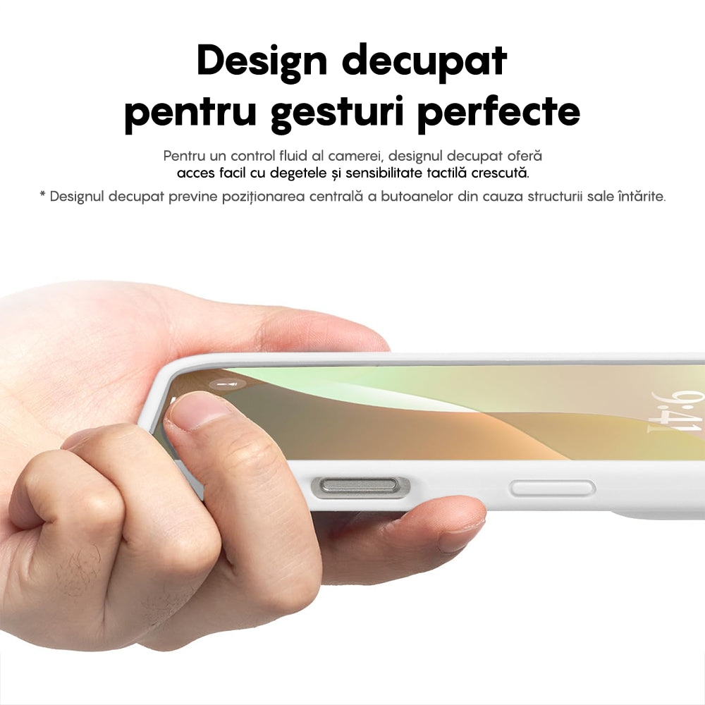 Husa CASEY STUDIOS™ compatibila cu iPhone 16, Soft Silicone Premium, Microfibra in Interior, Alb, de Protectie, Ultra Slim, pentru Incarcare Wireless, Margini Ridicate de Protectia Ecranului si a Camerelor