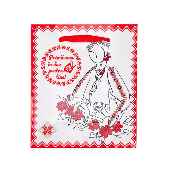 Punguta Cadou Doamna Primavara Primavara in dar, 12x14.5x6cm