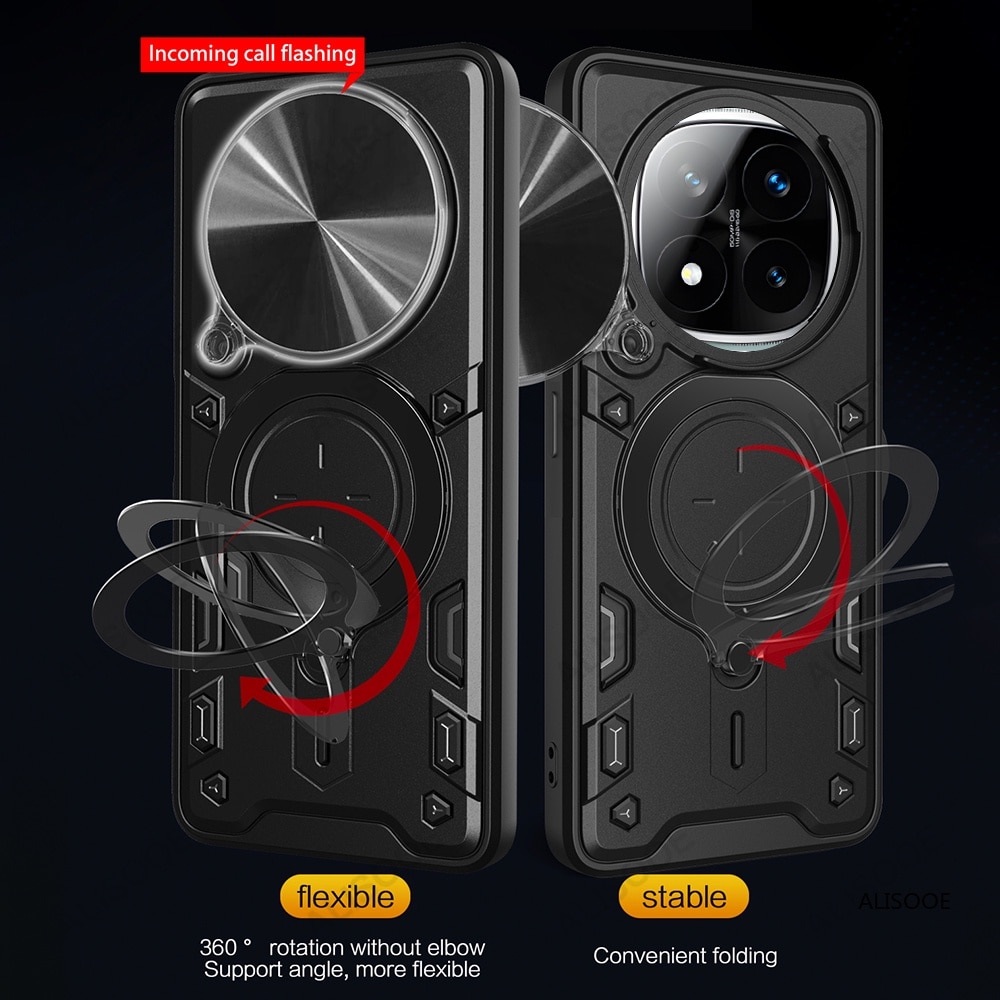 Husa pentru Xiaomi Redmi Note 14 Pro 5G cu protectie pentru camera si suport magnetic integrat Ring Shockproof albastru