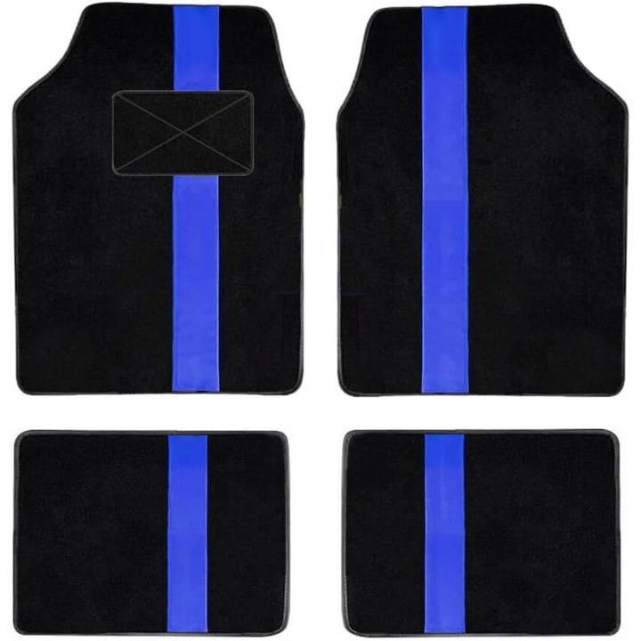 Covorase auto muchkey, set 4 bucati, impermeabile, anti-derapante, dimensiuni universale, negru/albastru