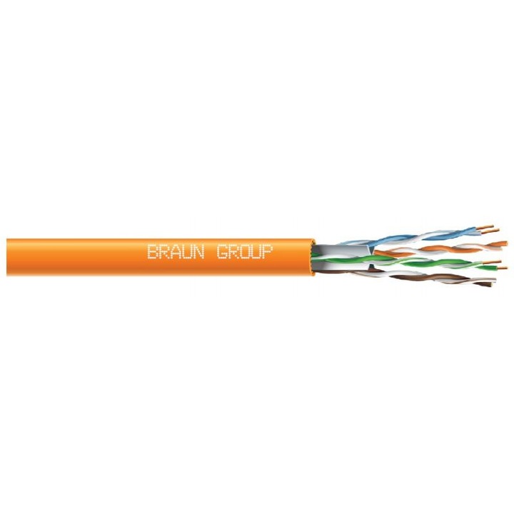 Кабел U/UTP Cat.6, LSZH, Fluke Pass, Braun Group, за вътрешна употреба, 305 м