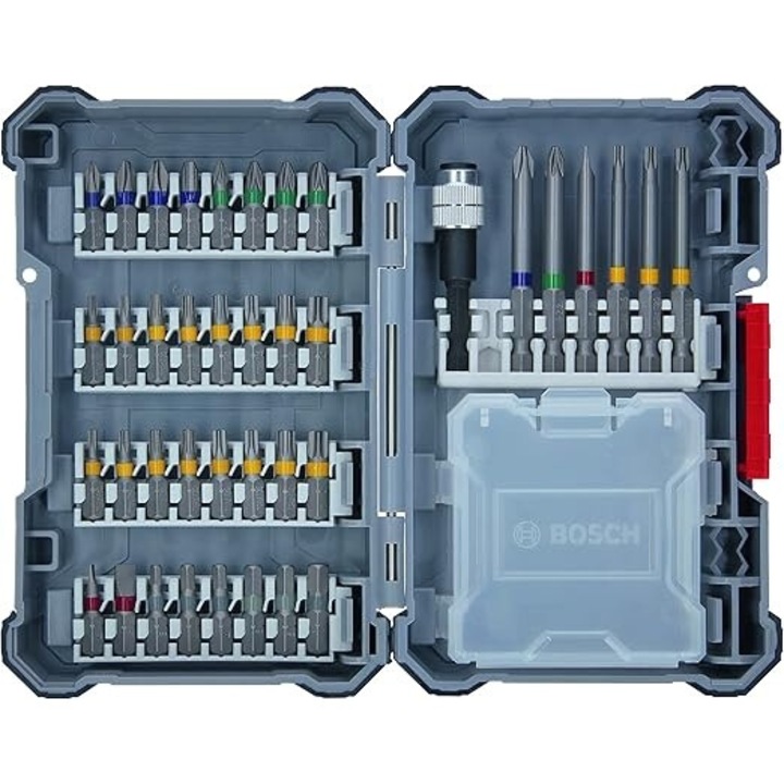 Set de burghie Bosch 40 buc Pick and Click, biti de surubelnita extra dur, cu suport universal