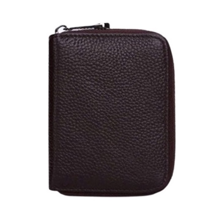 Мъжки портфейл за карти, 20 отделения, полиуретан, кафяв, 11x2,5x8,5 см