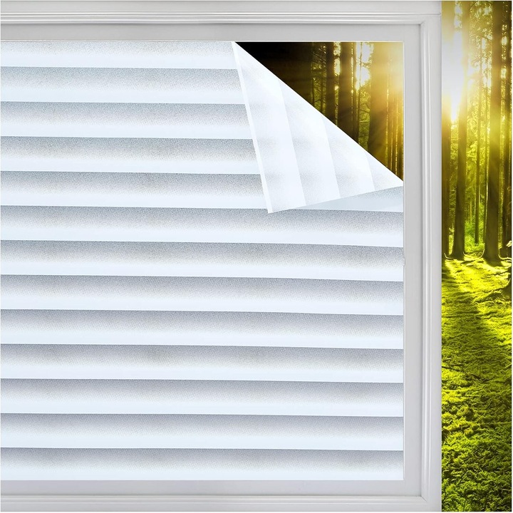 Folie Decorativa Privacy Pentru Geamuri - Home&Office, Protectie UV, Model - Imitatie Jaluzele, Dimensiuni 200x60 cm, Luxer