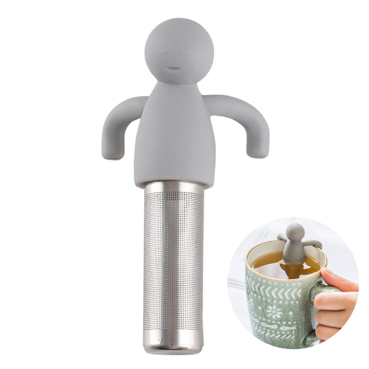 Tea infuser, fűszerek ételhez vagy forralt borhoz szűrők formájában, rajzfilm, szürke