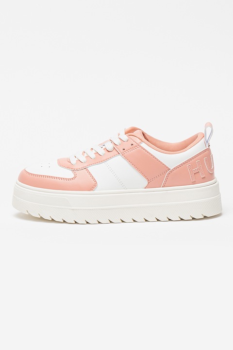 HUGO, Pantofi sport flatform Lyssa, Alb/Roz deschis