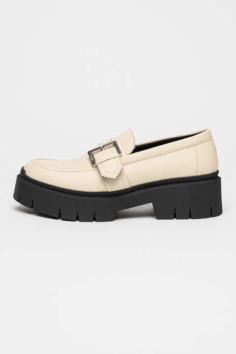 HUGO, Mocasini din piele ecologica Kris, Crem