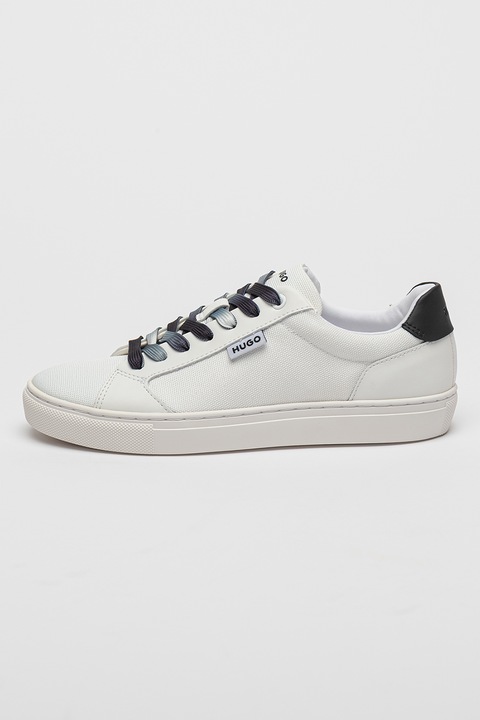 HUGO, Pantofi sport de piele ecologica cu logo Morrie, Alb